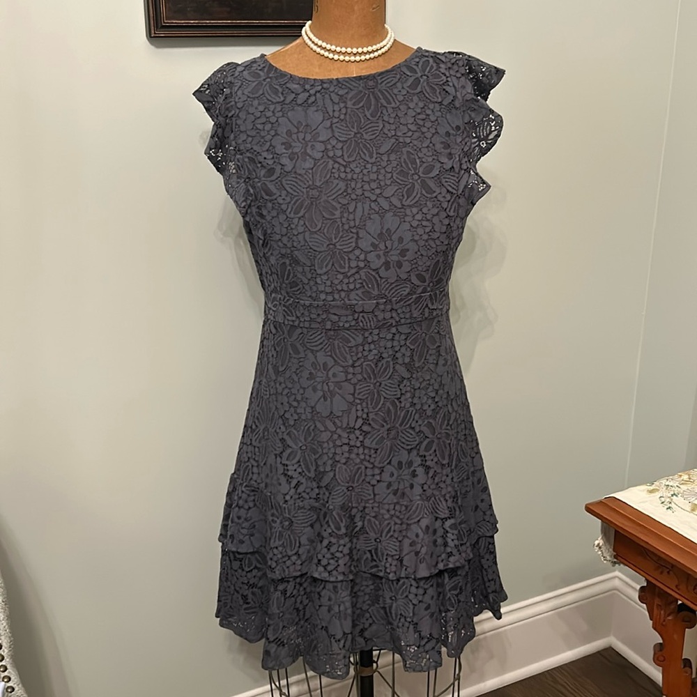 Navy lace dress from Loft